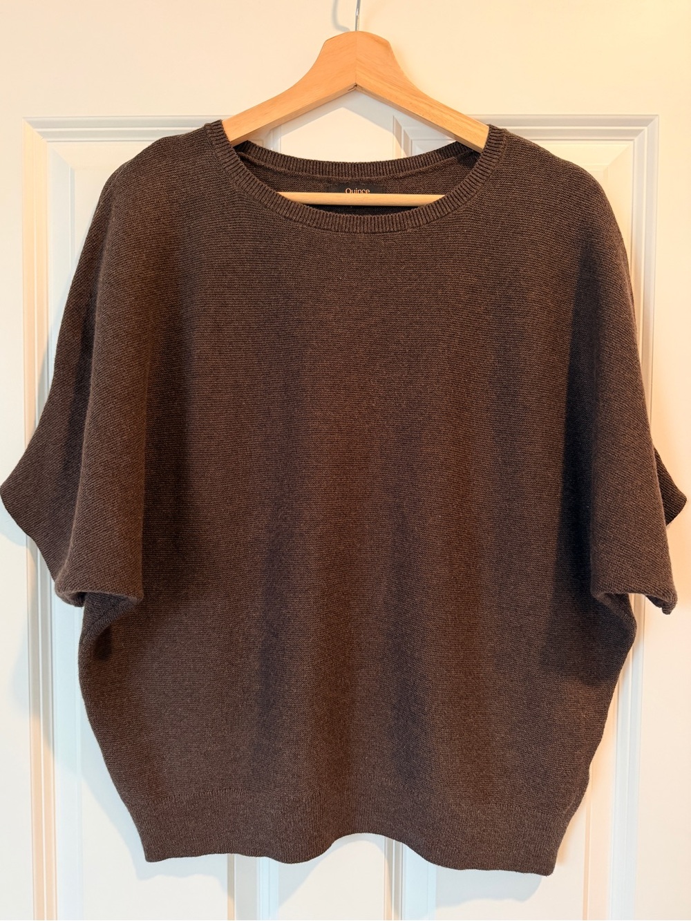 Quince Womens L Lightweight Cotton Cashmere Link-Stitch Dolman Sweater Brown - Picture 2 of 7
